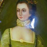Large domed medallion portrait painting oil on wood Florentine style vintage
