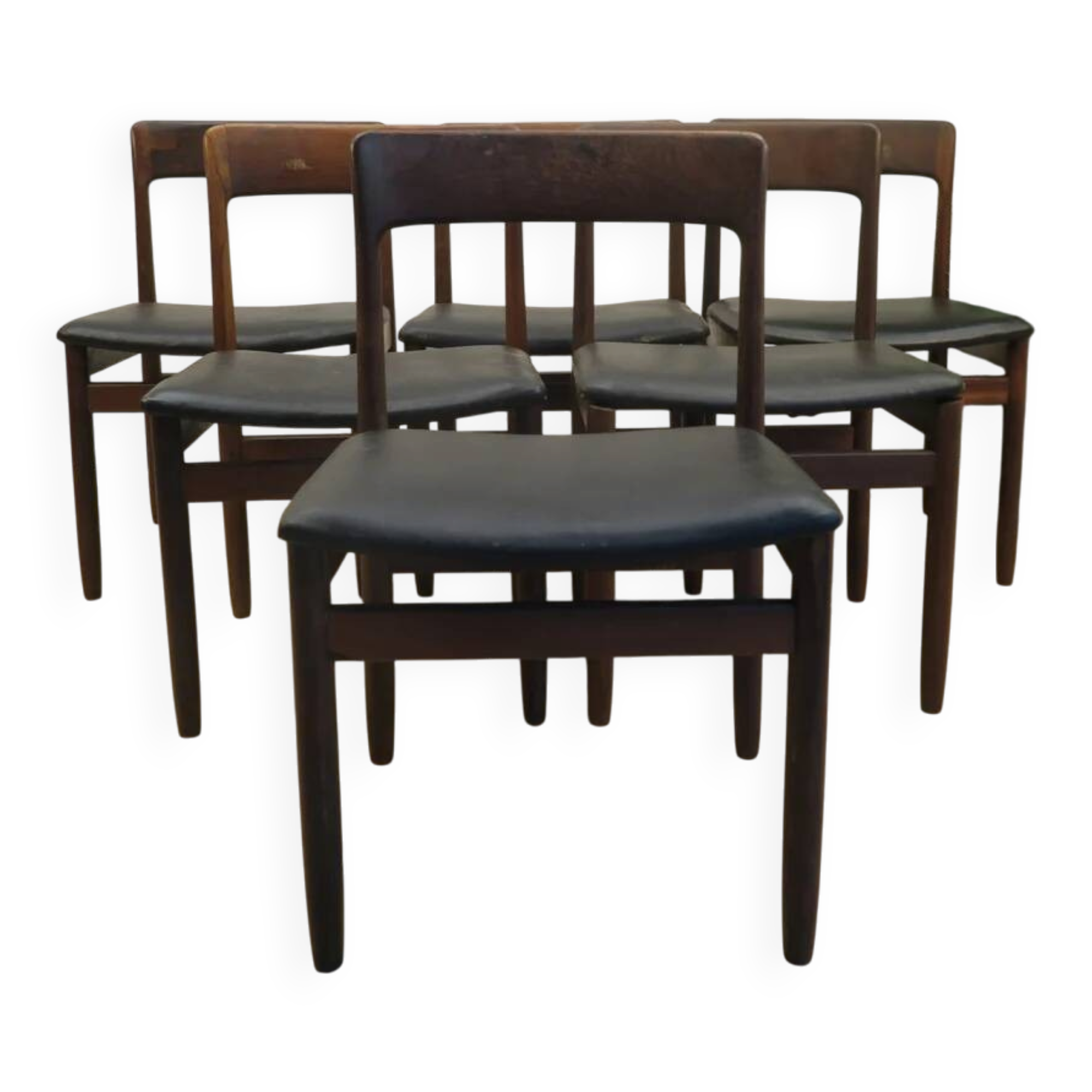 Set of 6 chairs by Nørgaard Møbelfabrik, rosewood and leather, Denmark 1960.