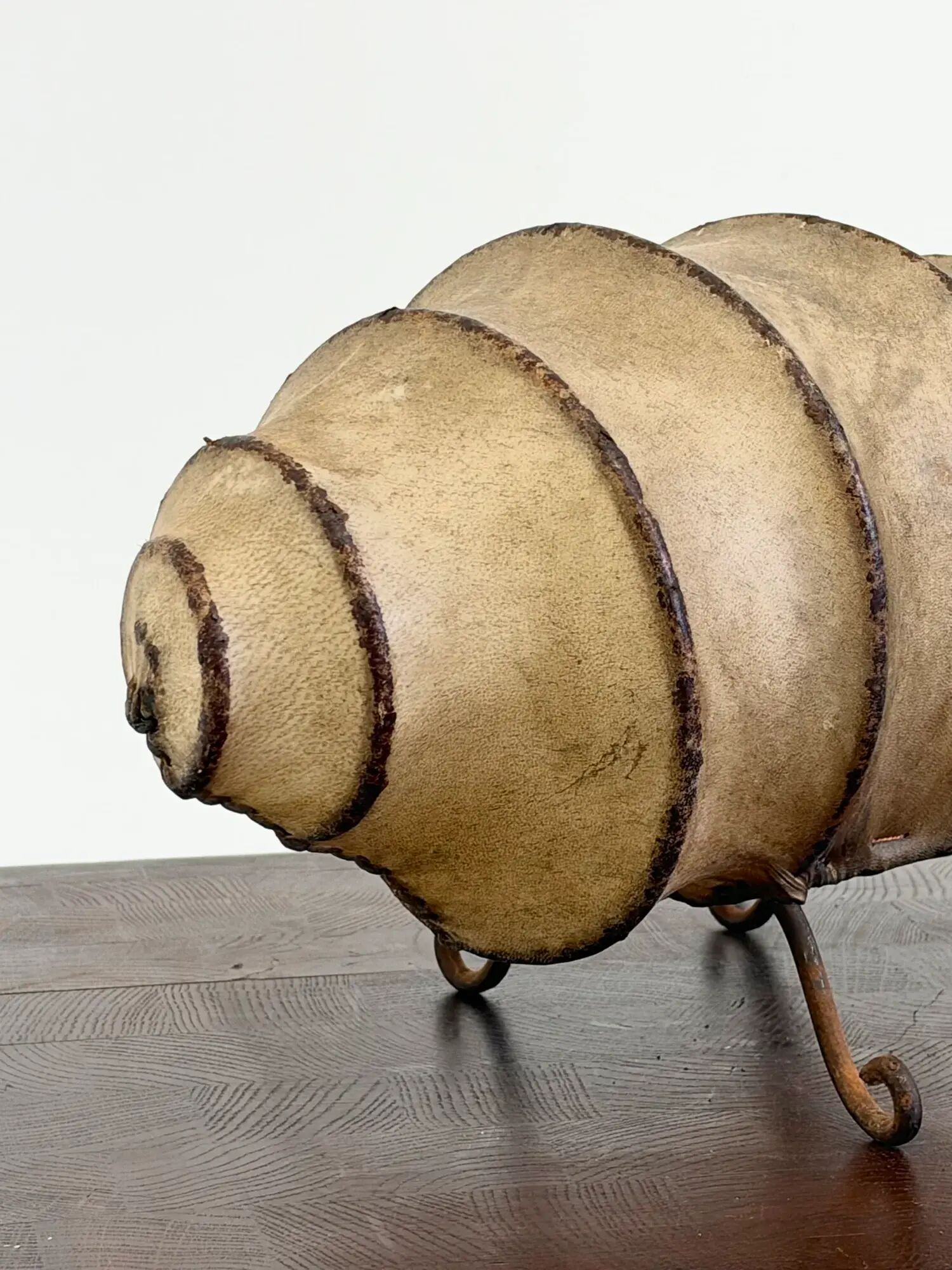 Vintage rawhide swirl table lamp with organic design