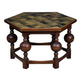 Table basse octogonale en chêne, années 1930