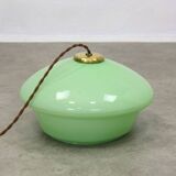 Mid-Century Italian Green Glass and Brass Pendant Lamp