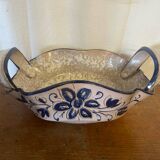 Vintage Ceramic Salad Bowl with Blue Floral Decor, Made in Italy