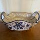 Vintage Ceramic Salad Bowl with Blue Floral Decor, Made in Italy