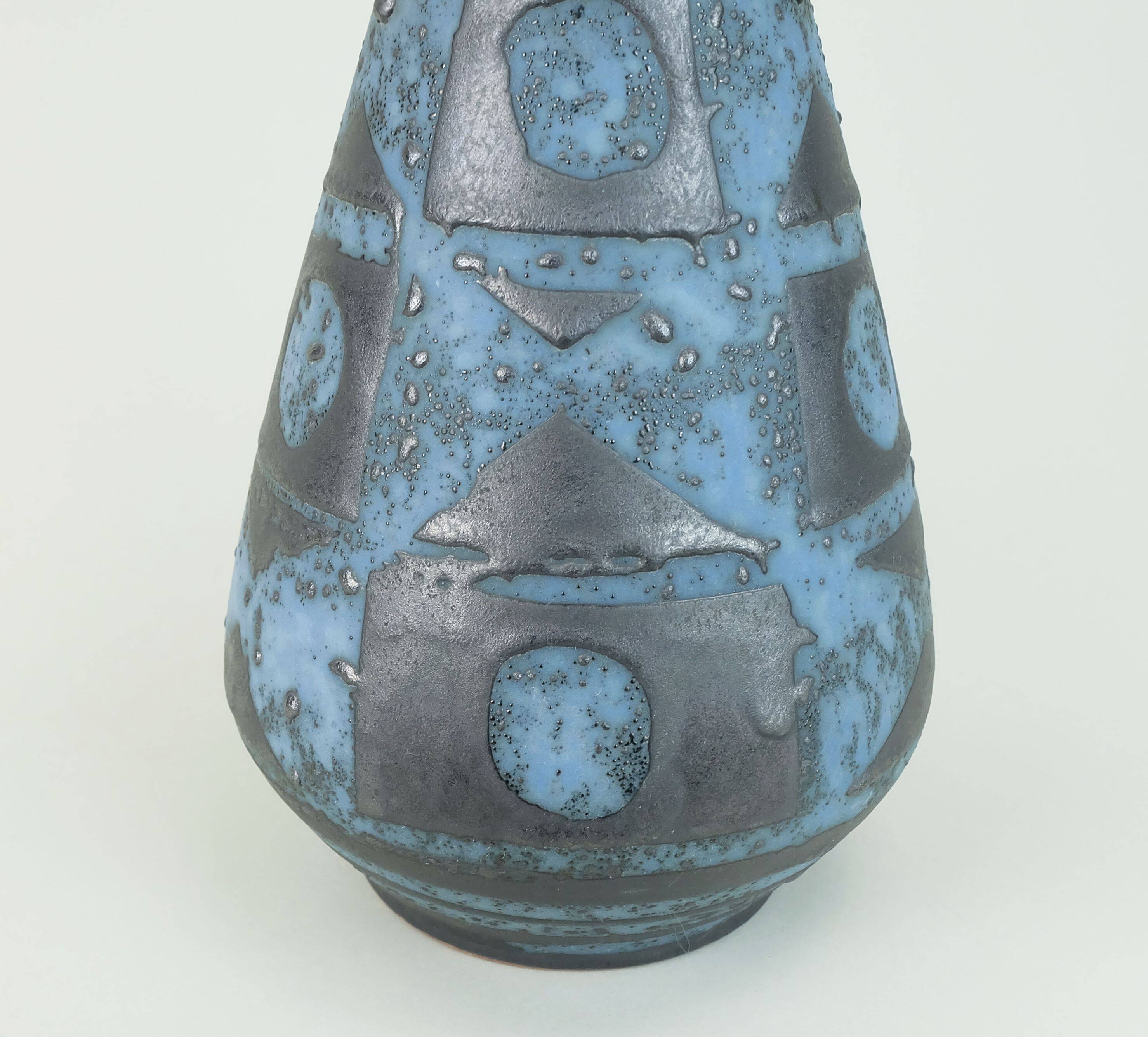 Carstens vase decor ankara blue gray metallic glaze no. 1218-29 1960s