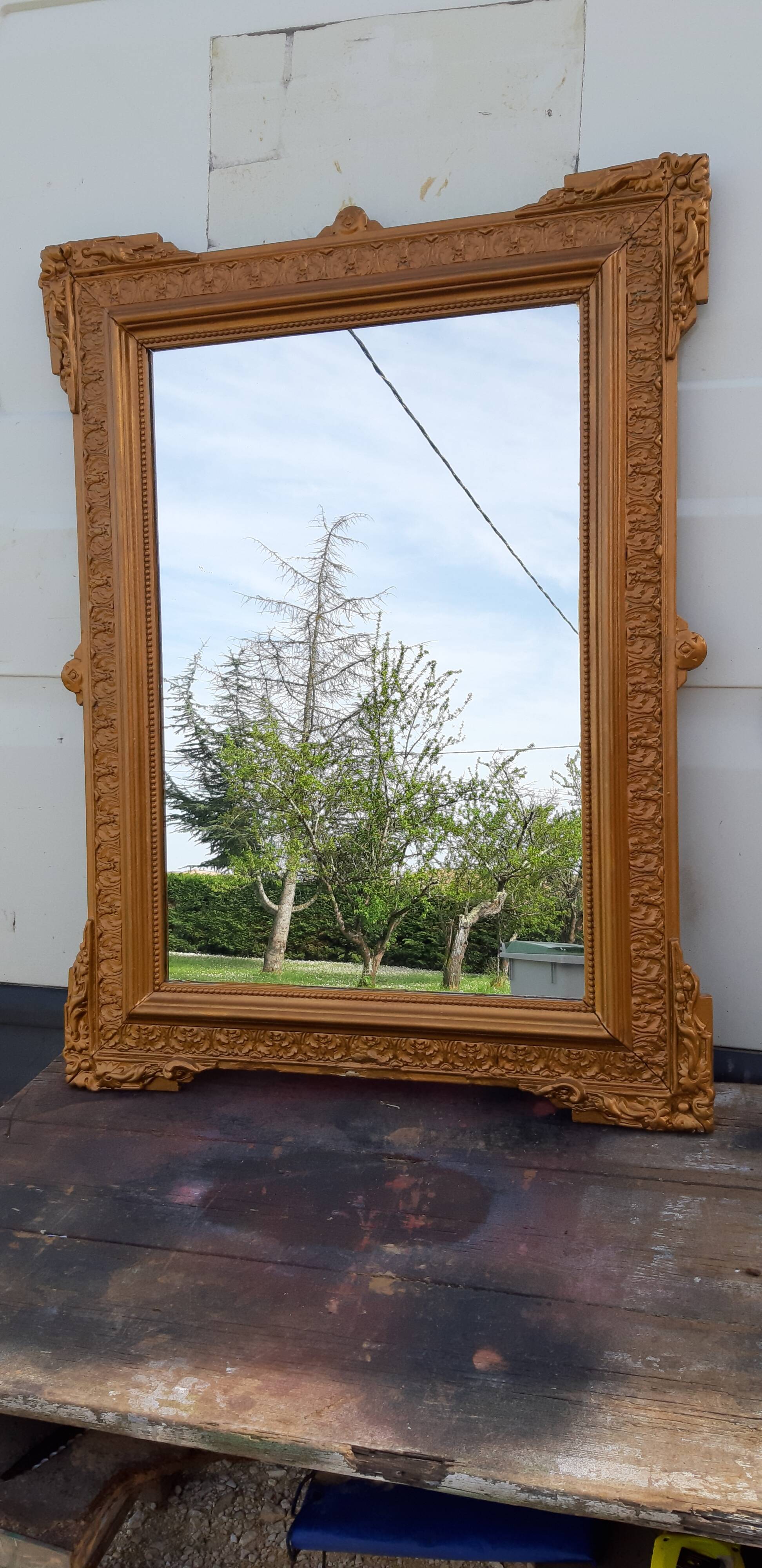 Miroir bois et stuc doré 19 ème