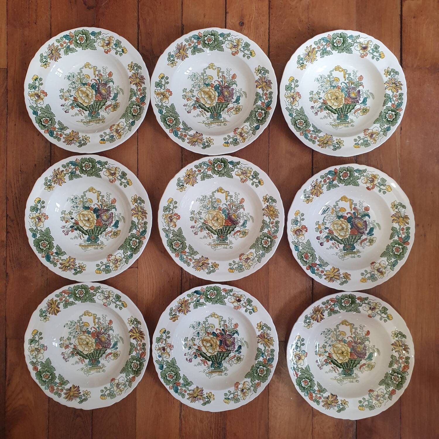 9 Mason's English soup plates
