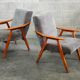 Pair of armchairs czechoslovakian midcentury renovated gray velvet