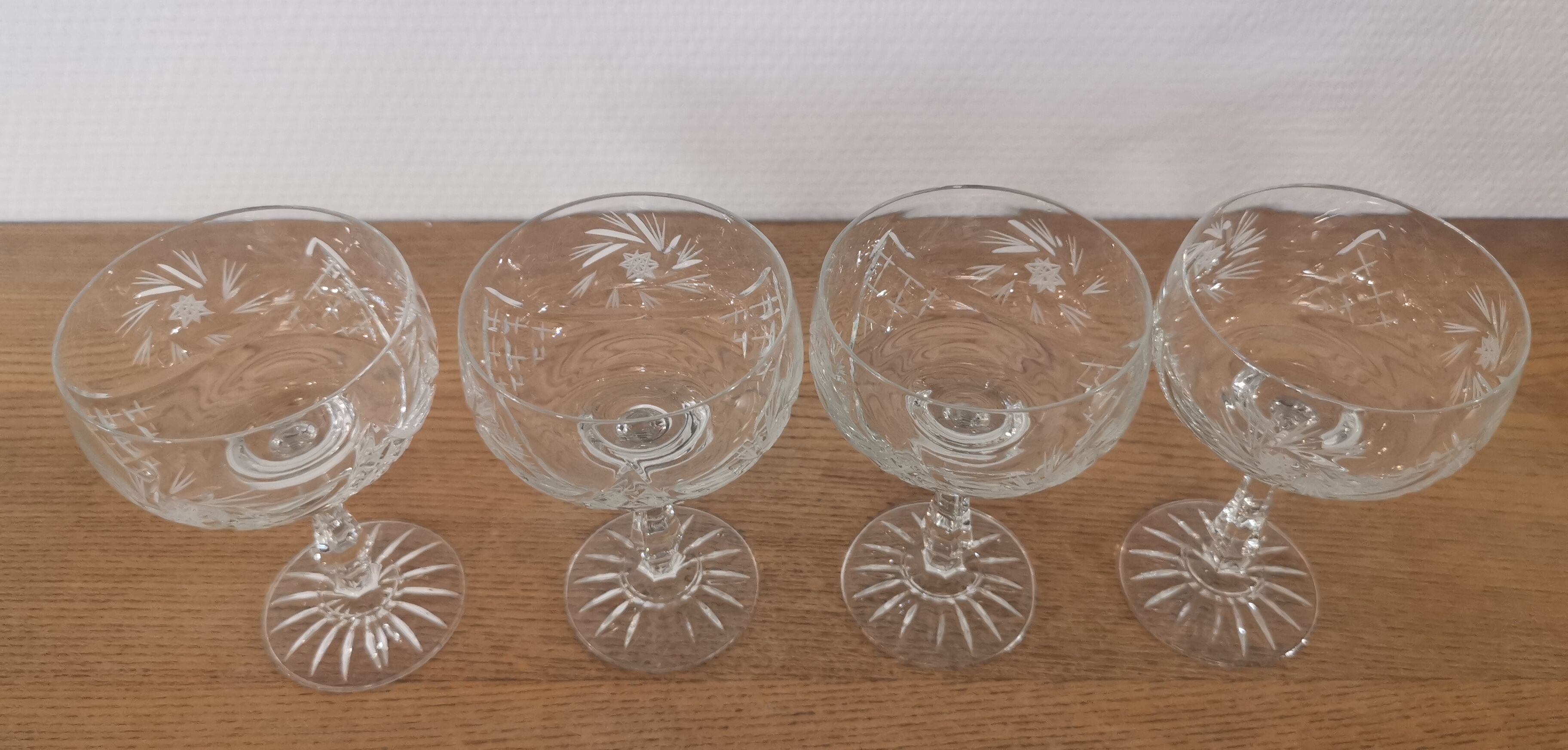 Cut crystal champagne glasses