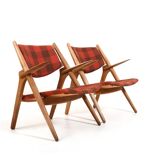 Early Pair CH-28 Oak Easychairs by Hans J. Wegner