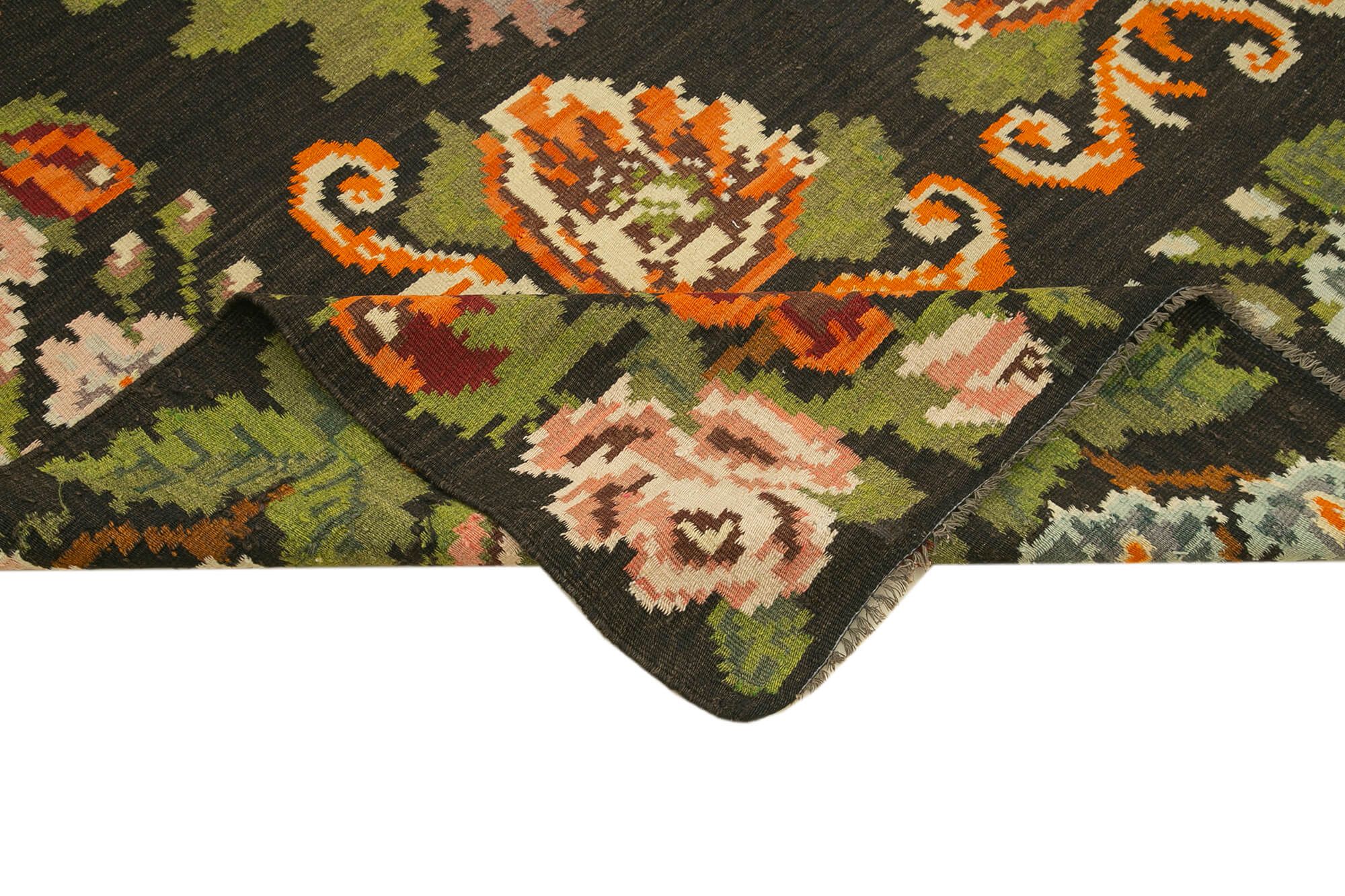 Hand-Knotted Vintage Tapestry Black Kilim 180 cm x 333 cm - 23258