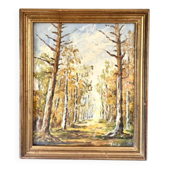 Oil on canvas, glazed wooden frame