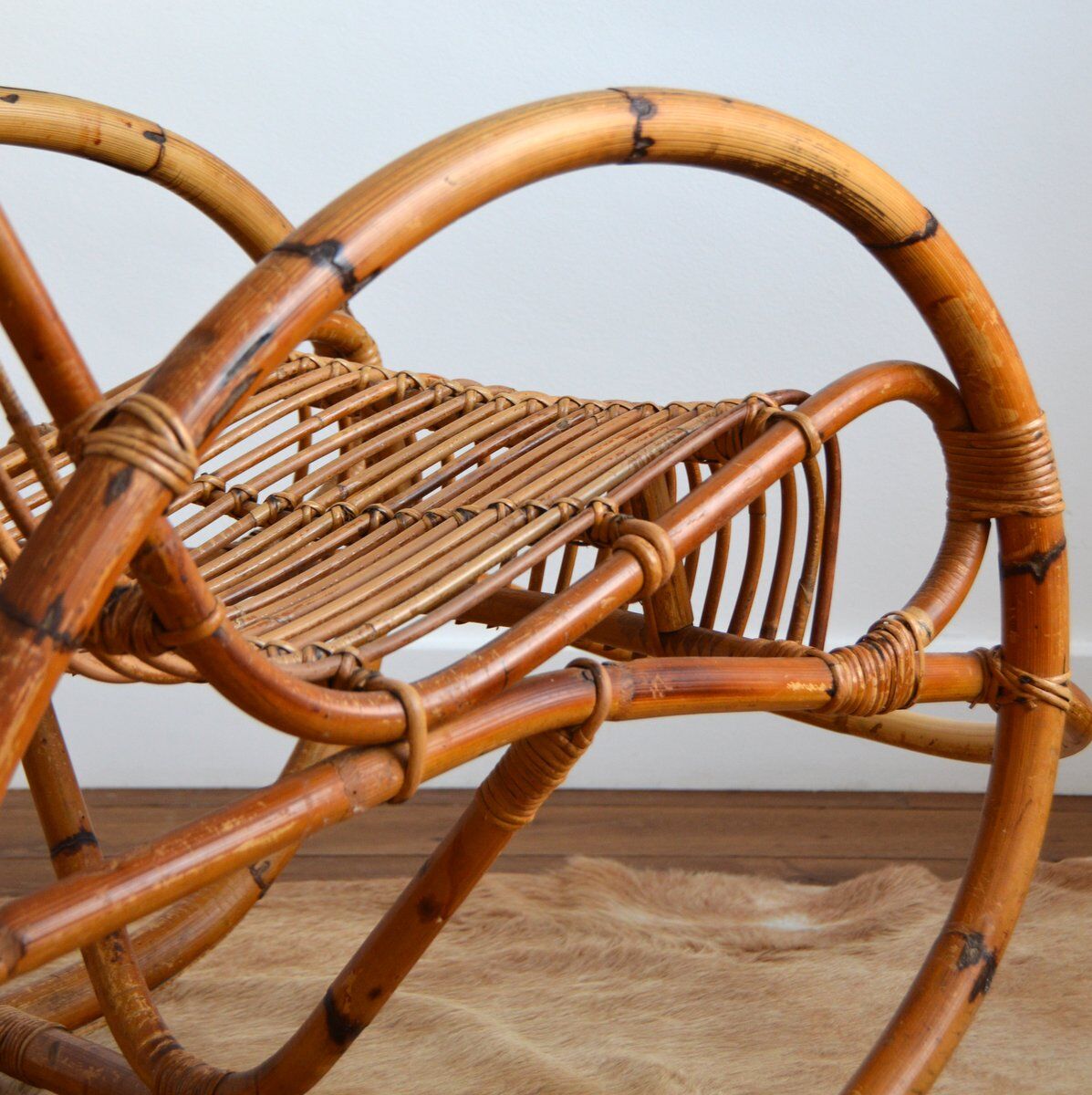 Rattan rocking chair Rohe Noordwolde 50s / 60s
