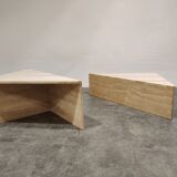 Up & Up travertine triangular coffee tables, 1970s
