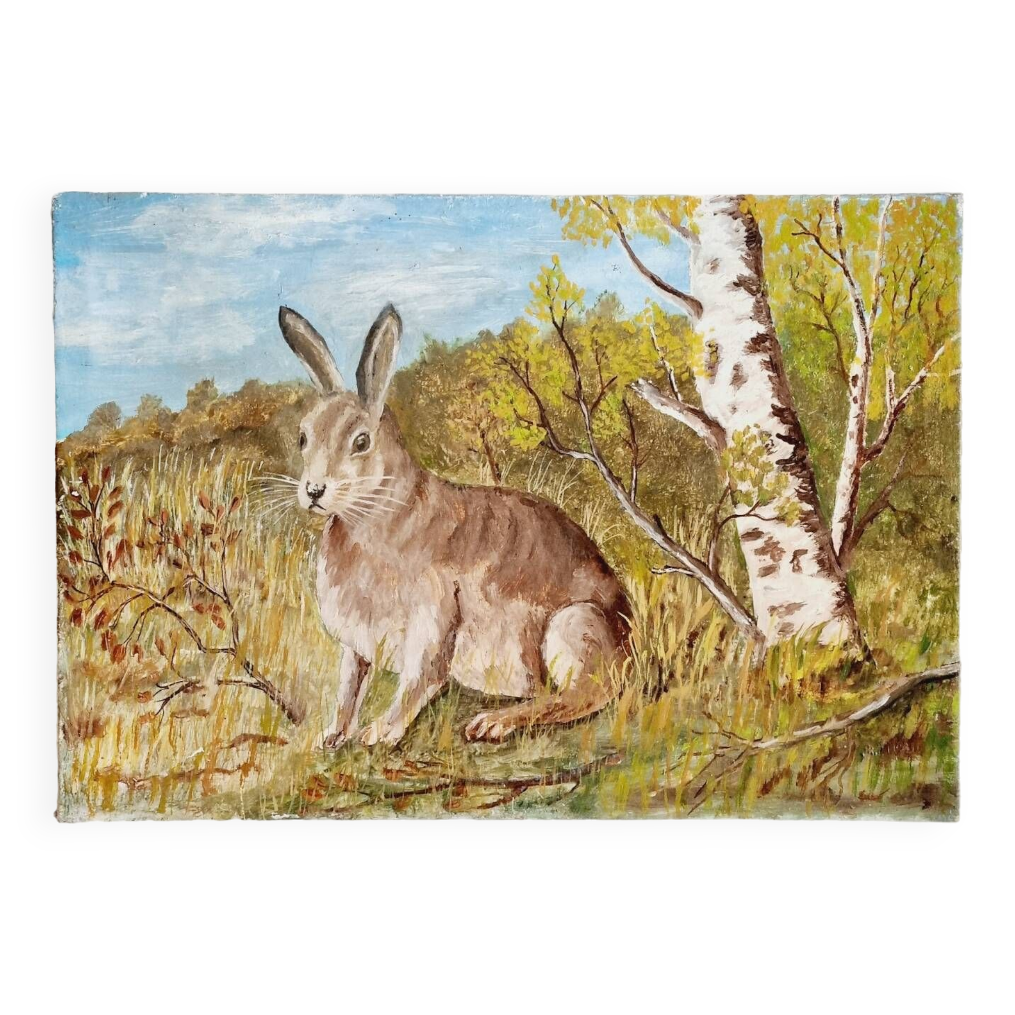 Oil on canvas hare rabbit