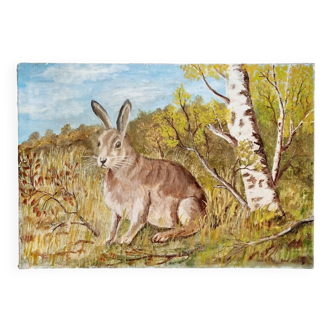 Oil on canvas hare rabbit