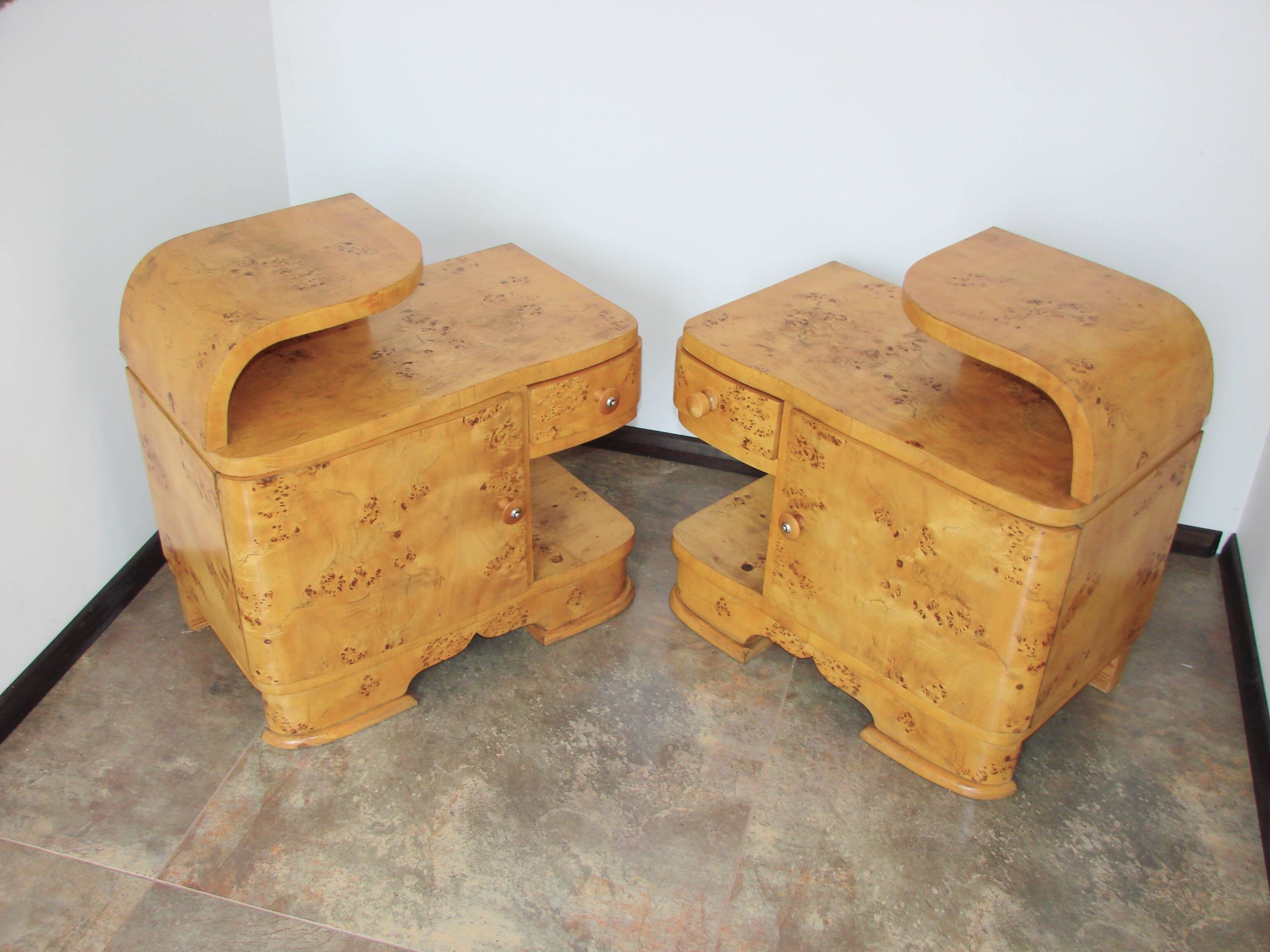 A set of Art Deco bedside tables from the 1940s.