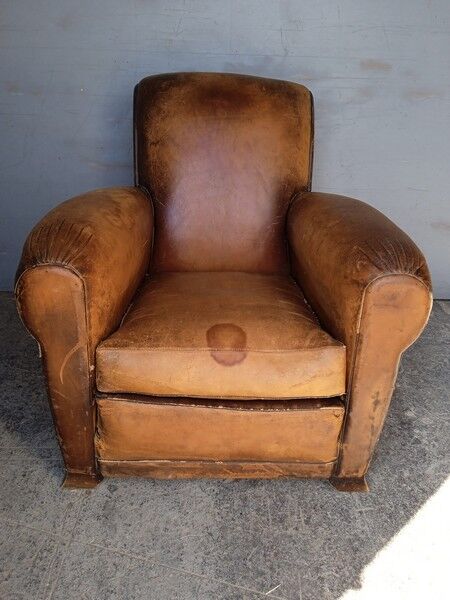Club leather armchair art deco period 1940