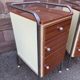 Pair of bedside tables Formica mid-Century vintage 1970 french bedside