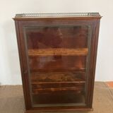 Old mahogany wood wall display case with brass gallery