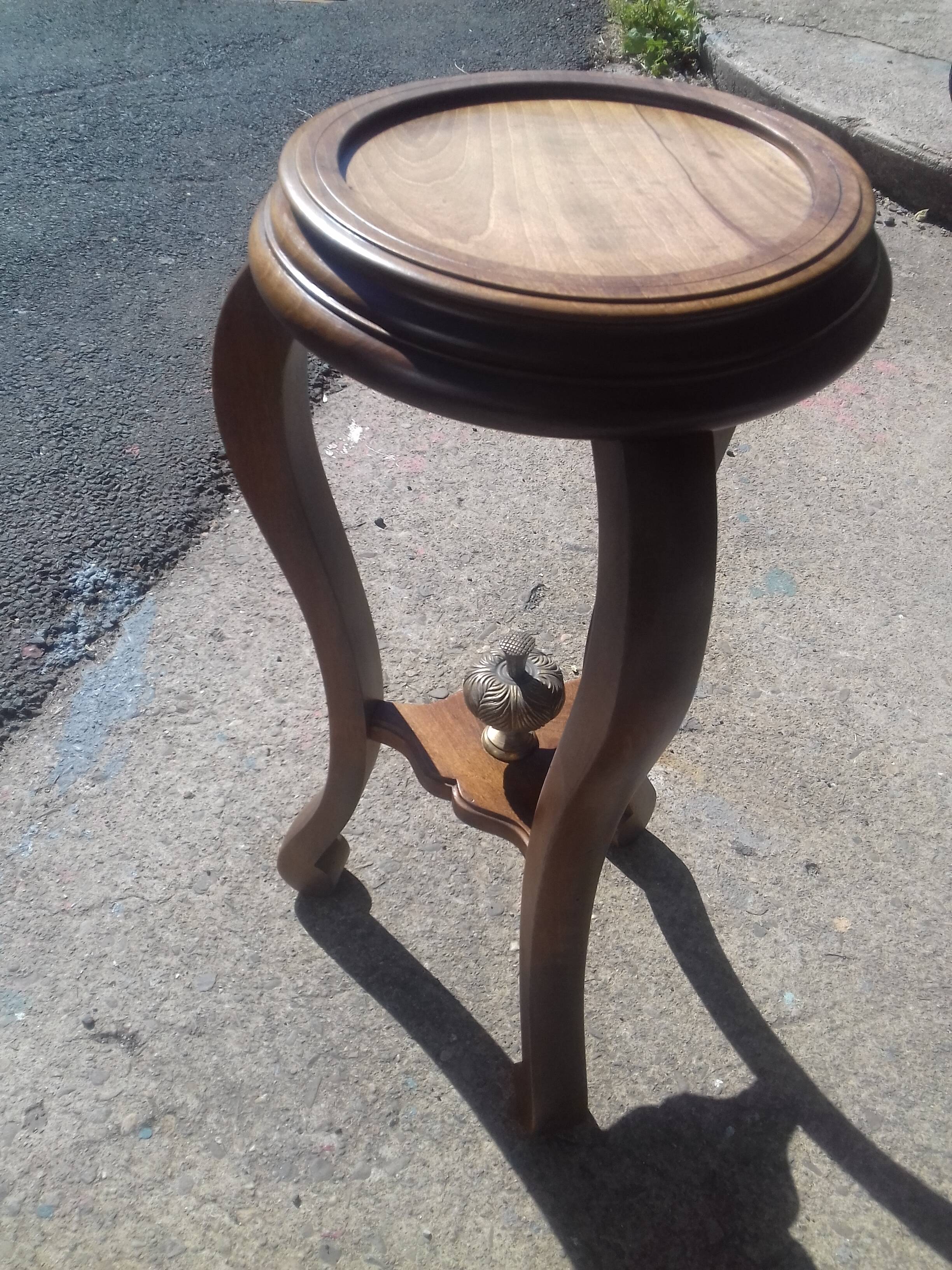 Solid walnut pedestal table with bronze plume, Napoleon III period