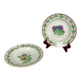 Set of 2 opaque Sarreguemines soup plates, 1875-1900