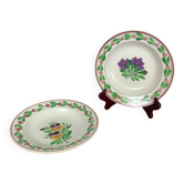 Set of 2 opaque Sarreguemines soup plates, 1875-1900