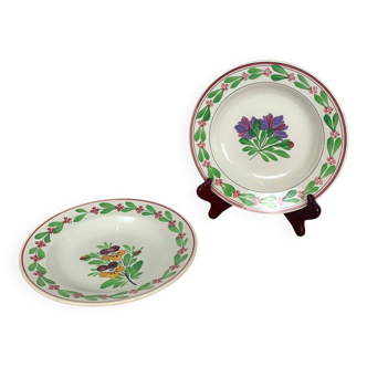 Lot de 2 assiettes creuses Sarreguemines opaque, 1875-1900