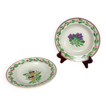 Lot de 2 assiettes creuses Sarreguemines opaque, 1875-1900