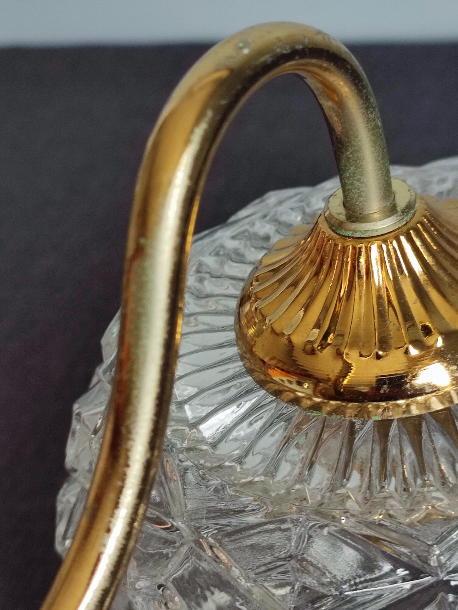 Pair of scones glass scones and vintage golden metal