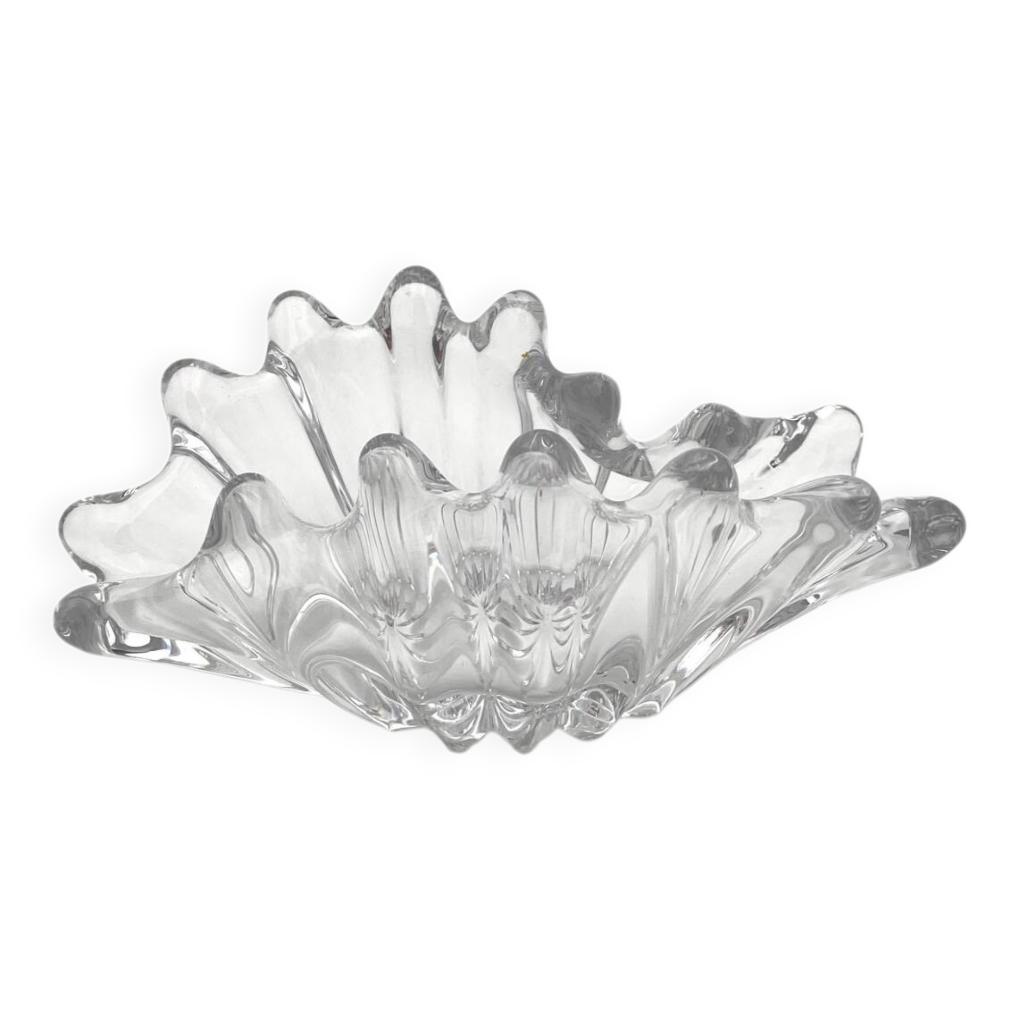 Ouraline Coupe Blown Glass Bohemia Shell Sculpture 1950