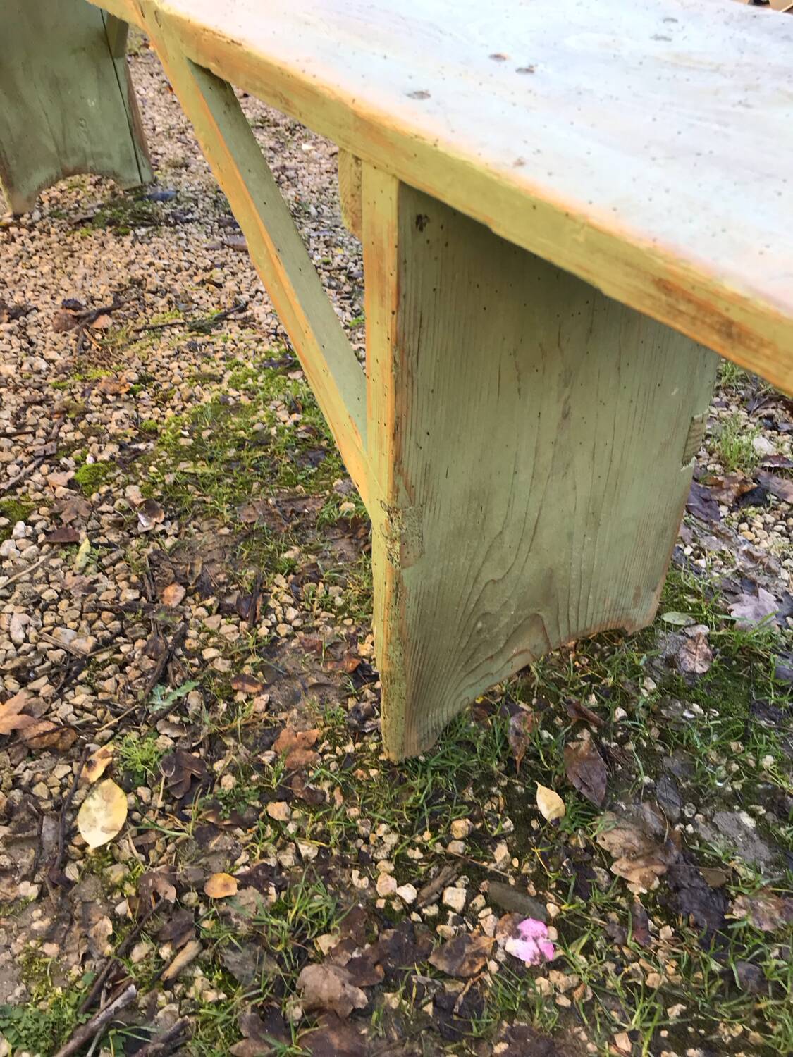 Wooden farm bench