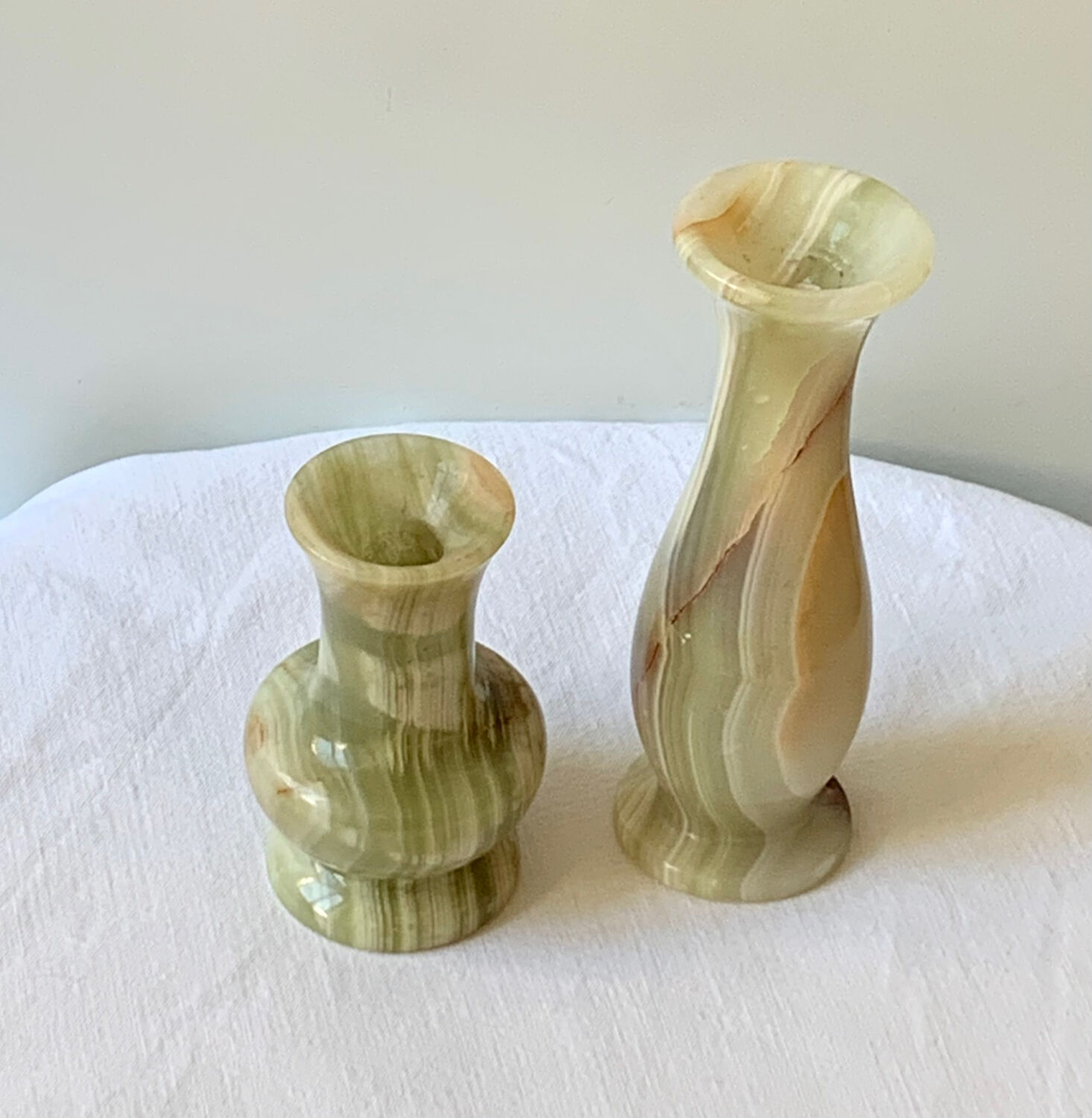 Pair of antique vases in vintage onyx marble
