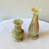 Paire de vases anciens en marbre onyx vintage