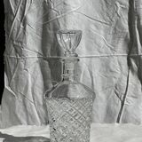 Small cylindrical glass whiskey decanter H:23