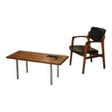 1960s designer coffee table in rosewood and ceramic