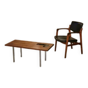 Table basse design en palissandre et céramique 1960’s