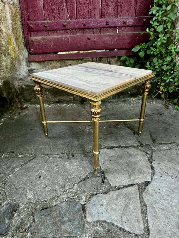 Table d'appoint en onyx et laiton années 60