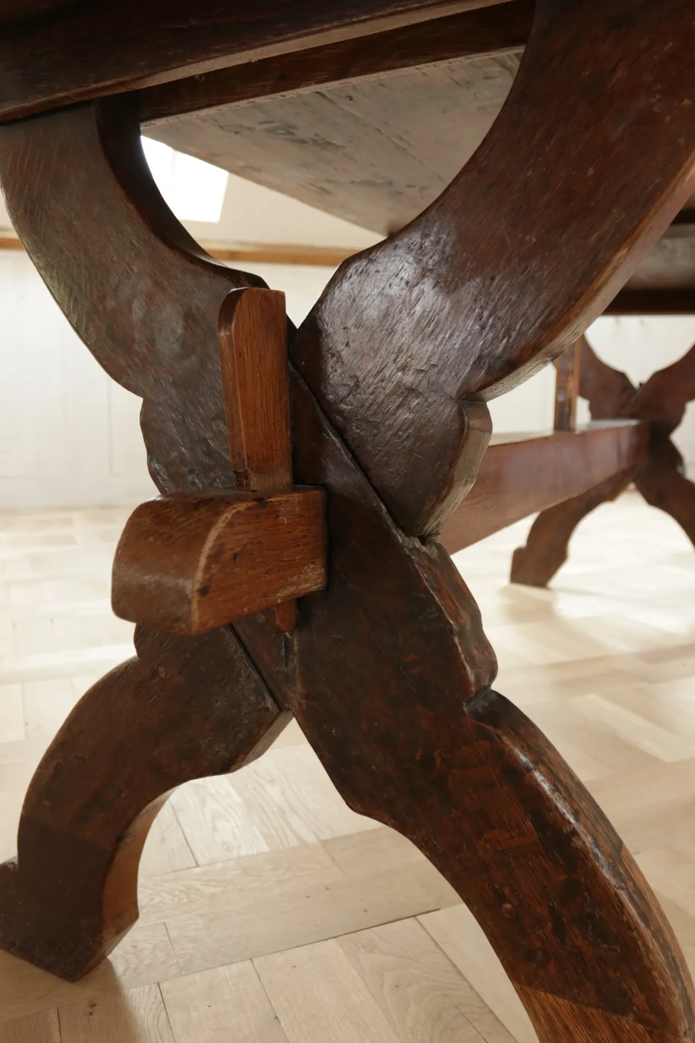 17th-century French oak refectory table / trestle table – 240 cm
