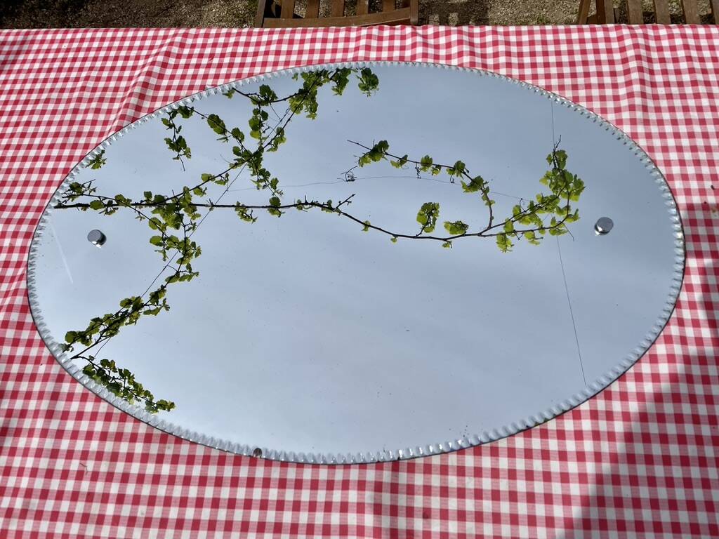 Large bevelled oval mirror 90x60 cm