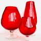 Red textured glass vase from the 60s 70s, Italy, Empoli