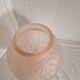 Large pink art deco vase in molded glass with flower decoration