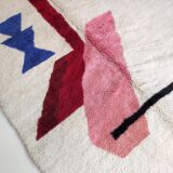 Moroccan Berber carpet M'rirt ecru with colorful patterns 298x202cm
