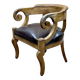 19th century French armchair in cherry wood and leather seat