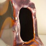 Raku ceramic vase, brutalist, gilded, design by Tony Evans