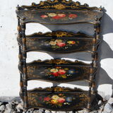 Wall shelf Napoleon III in blackened wood decorated with flowers.