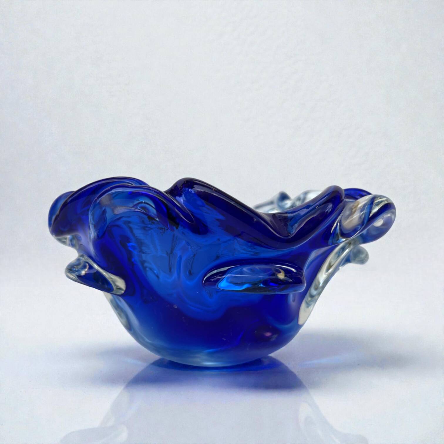 Large blue glass catchall - Murano Venice 1960
