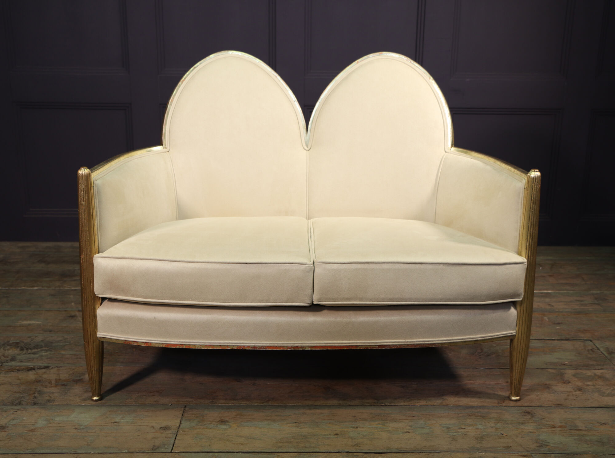 French Art Deco Sofa in Parcel Gilt wood