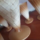 Set of 5 bormioli rocco embossed glass ice cream cups made in vintage Italy