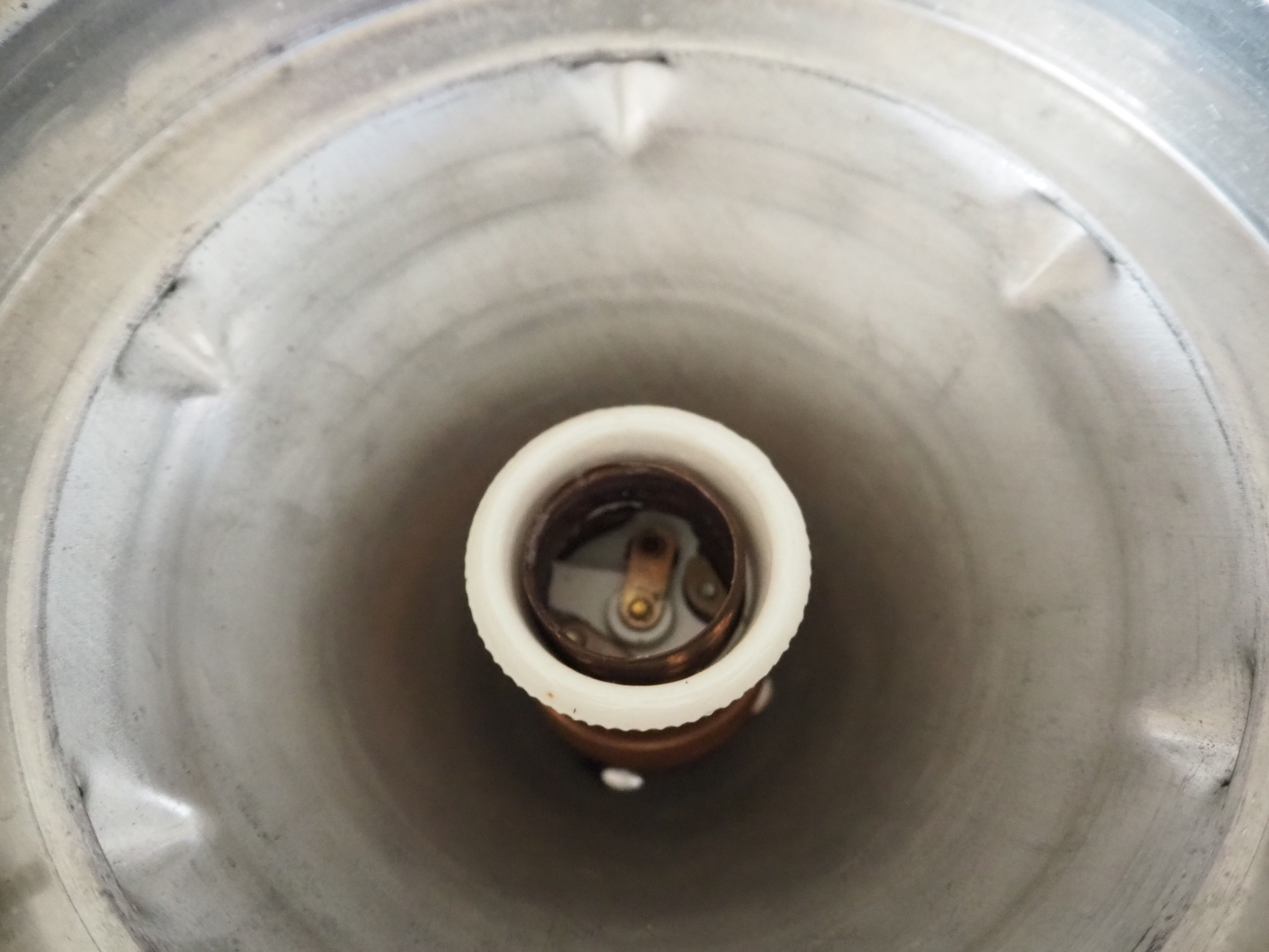 Art deco globe pendant light in white opaline and aluminum rod