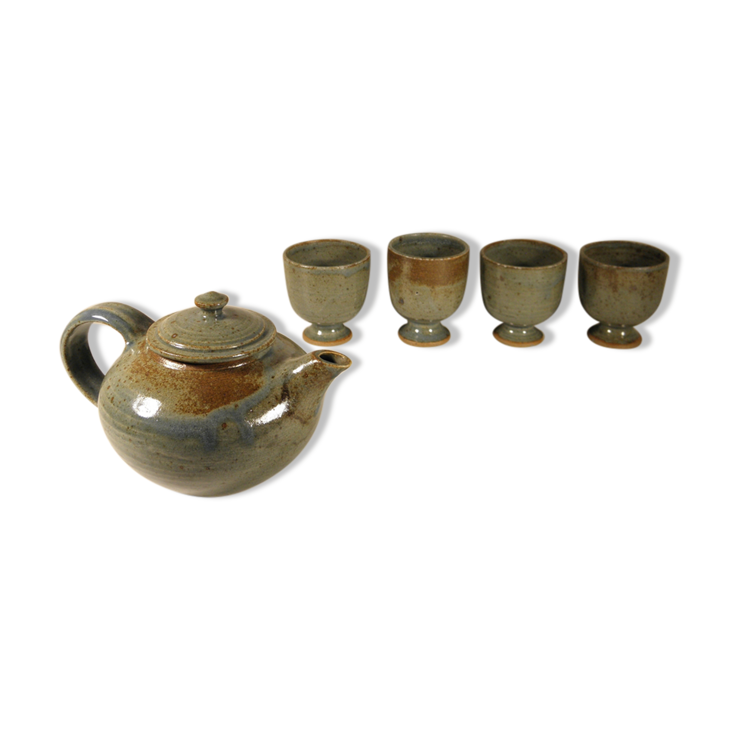 Enamelled stoneware tea set